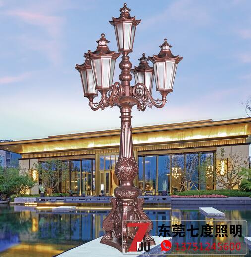 麻豆视频下载精铸仿古欧式5头庭院灯咖啡色