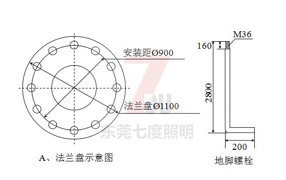 30米麻豆视频传媒下载基础地脚螺栓及定位调节板示意图