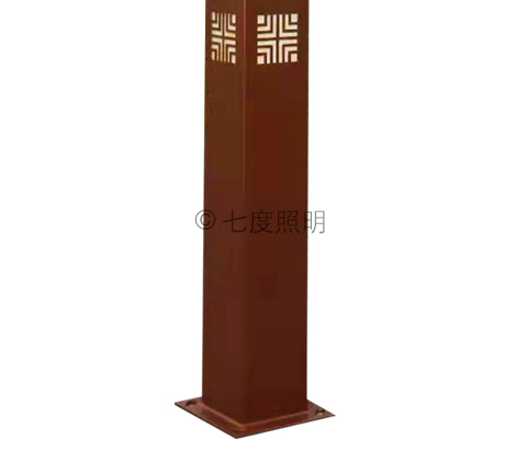 (QDJGDZ-032)3.5米LED小区公园方形中式麻豆最新网址柱底座法兰细节展示